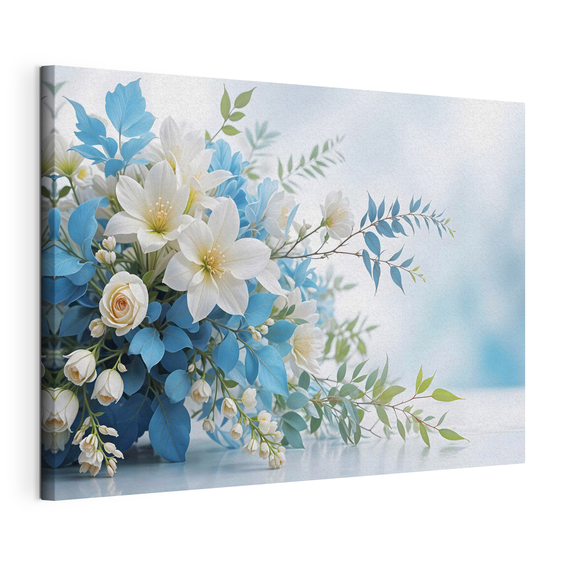 Bouquet of white and blue flowers