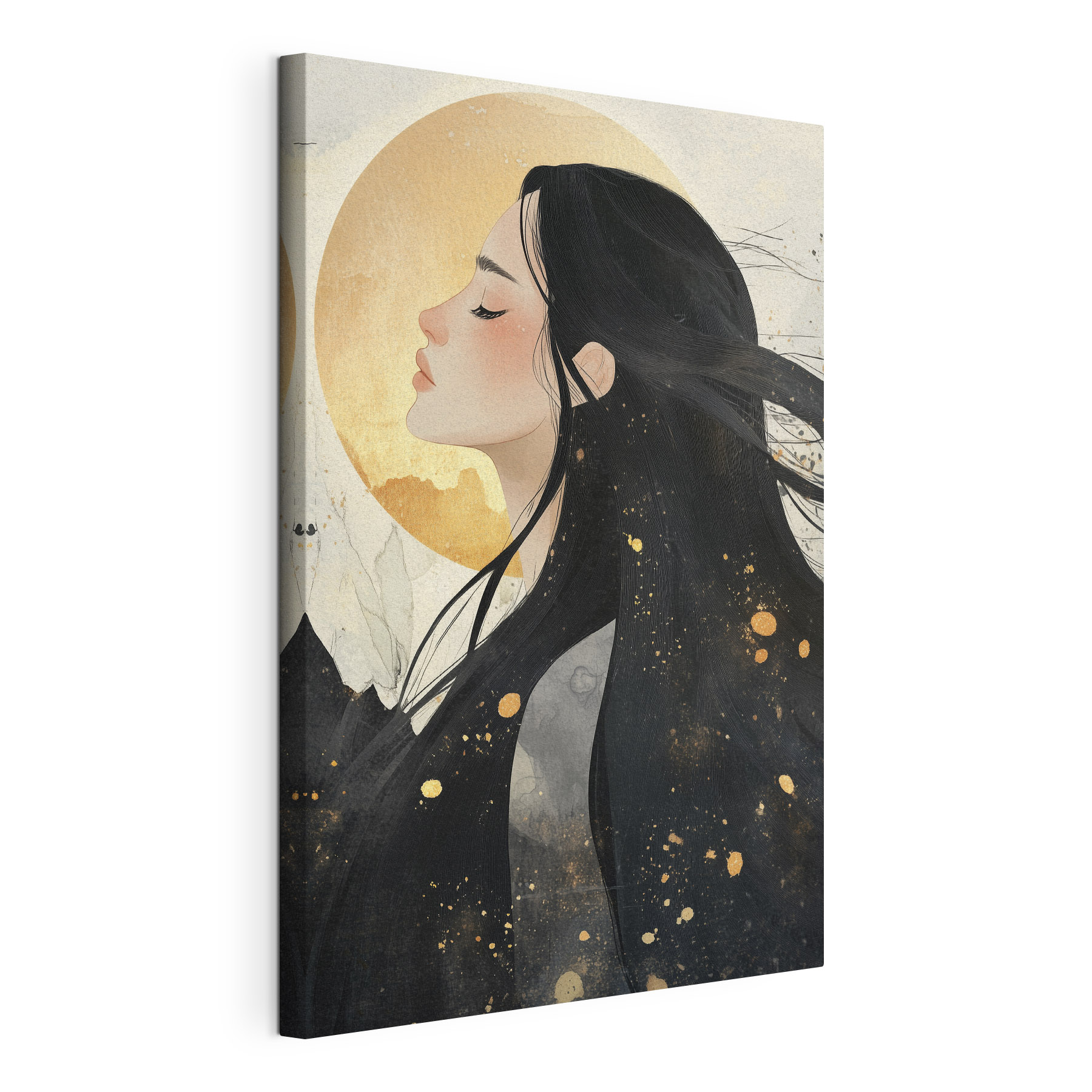 Serene beauty against a soft backdrop