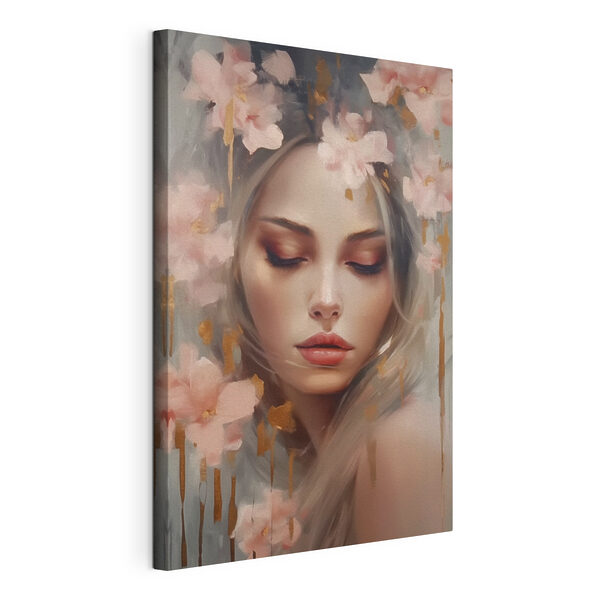Painting of a woman with flowers in her hair Painting of a woman with flowers in her hair