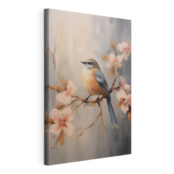 Bird on a branch with flowers