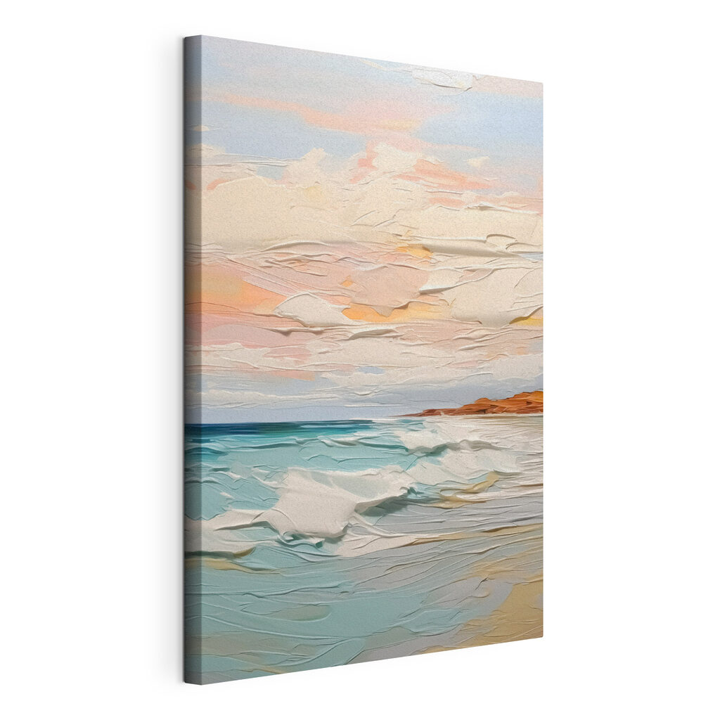 Painting of a beach and ocean