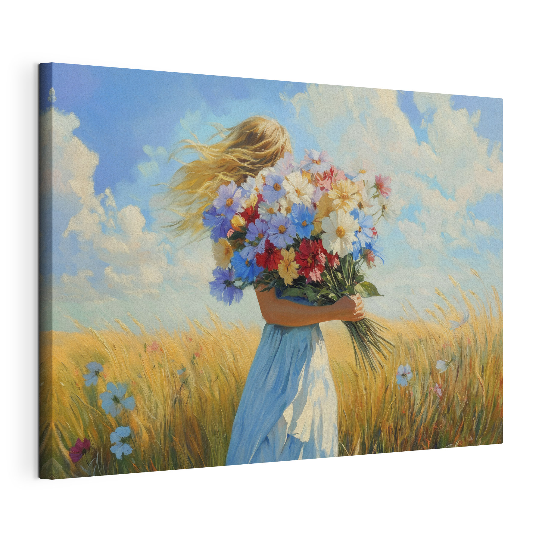 Woman holding a bouquet of flowers