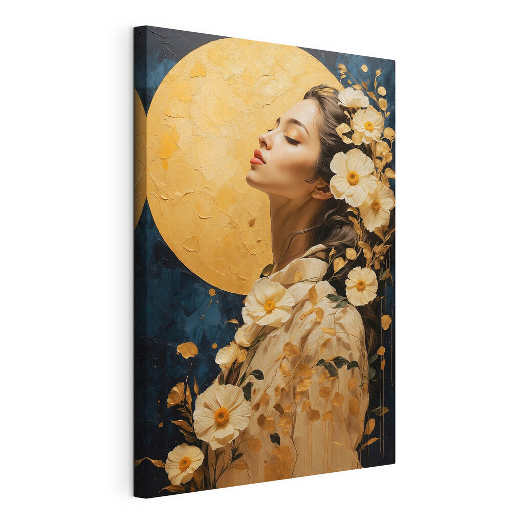 Woman with flowers around her hair