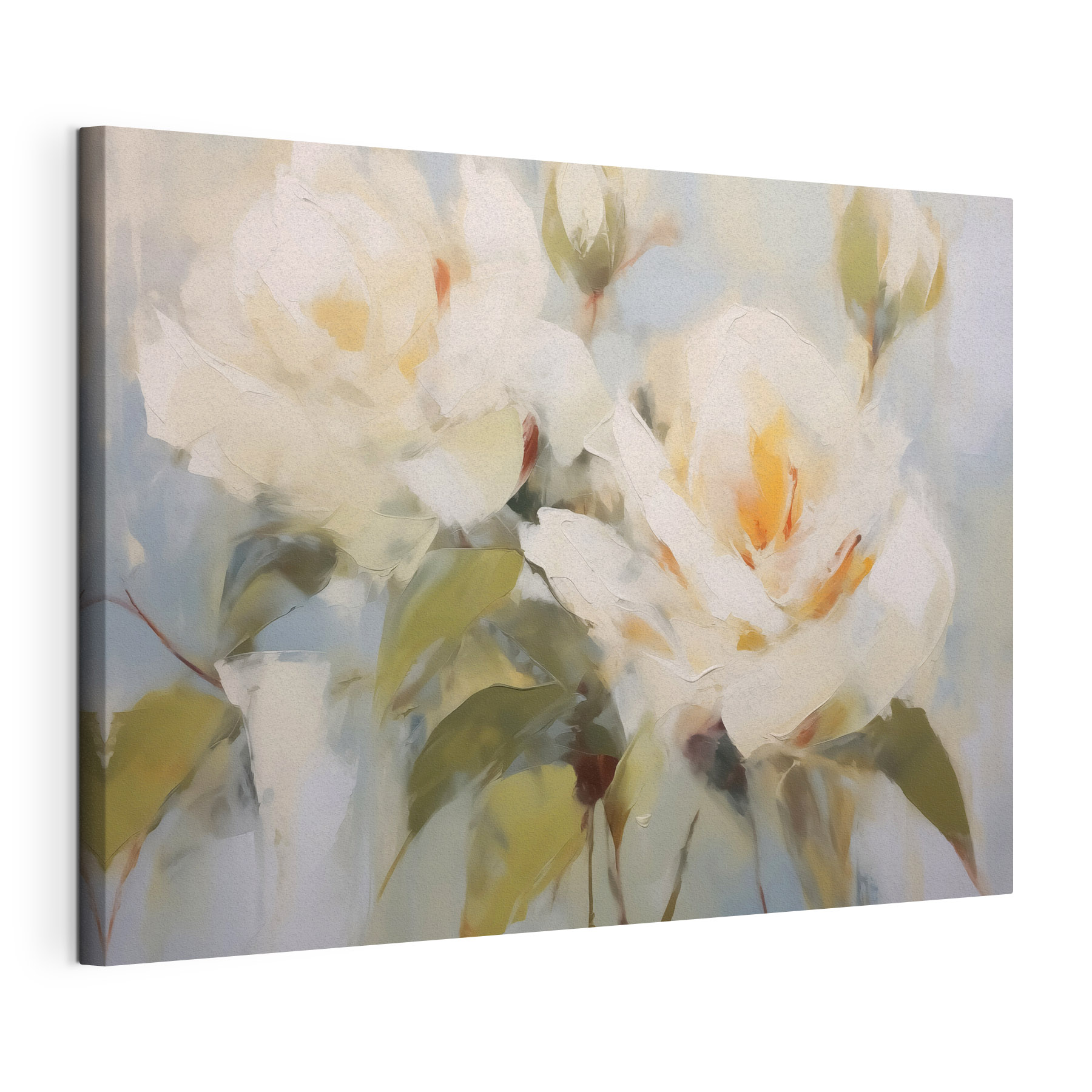 Painting of flowers on a blue background