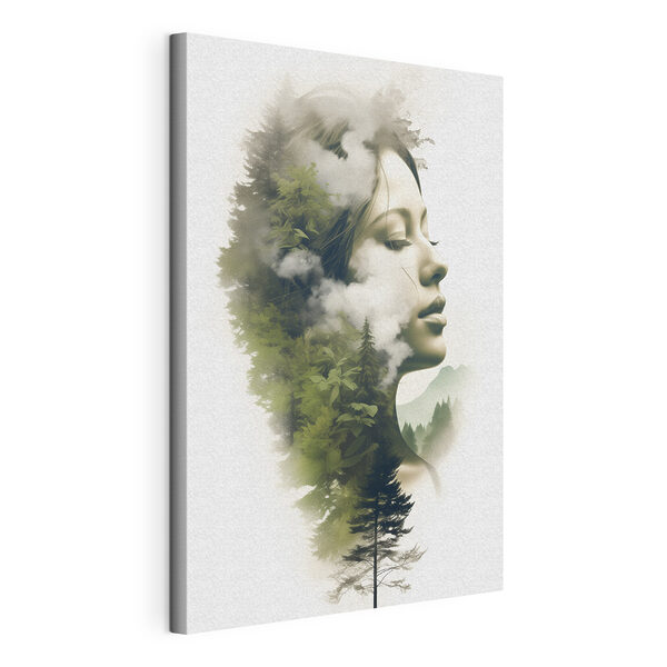 Woman's face with clouds and trees Woman's face with clouds and trees
