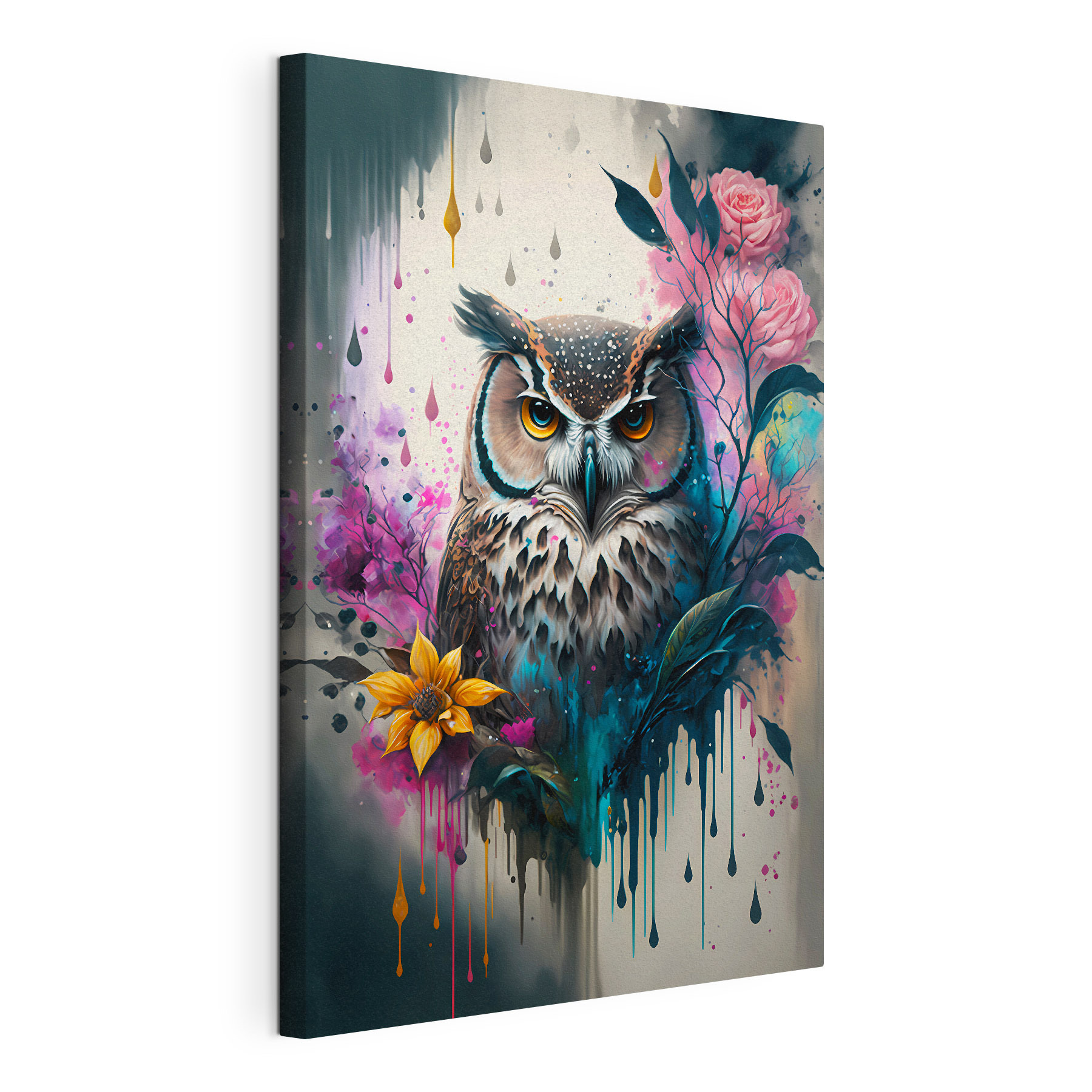 An owl with flowers