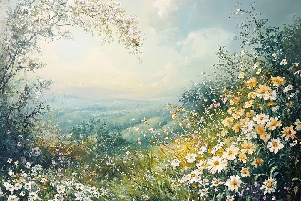 Painting of flowers and trees Painting of flowers and trees
