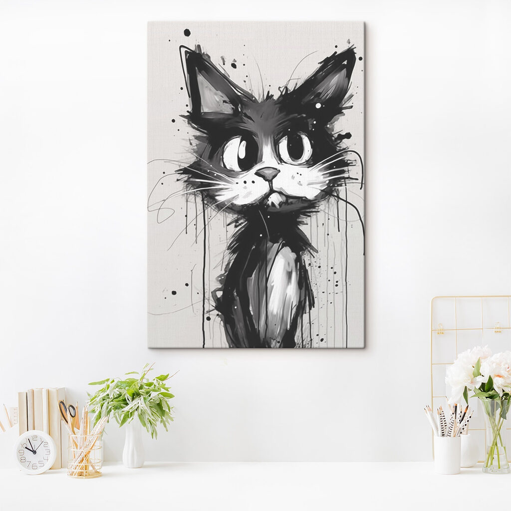 Cat with black paint