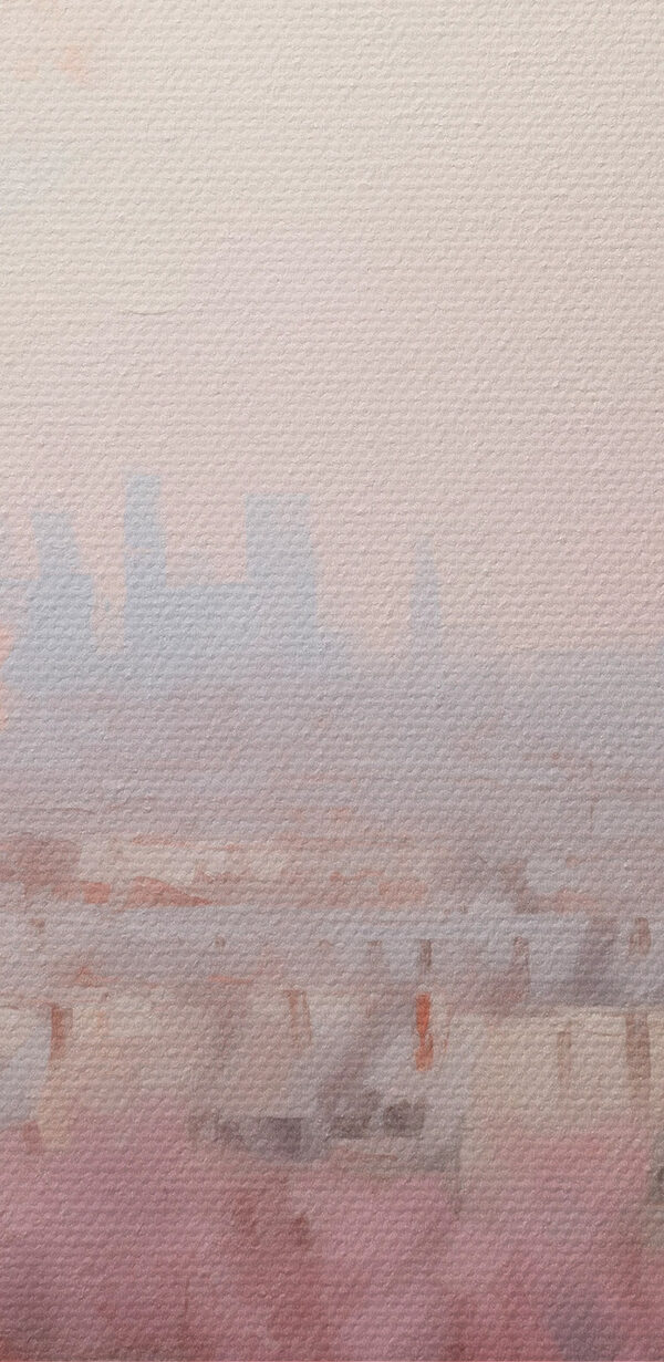 Painting of a tower and a city