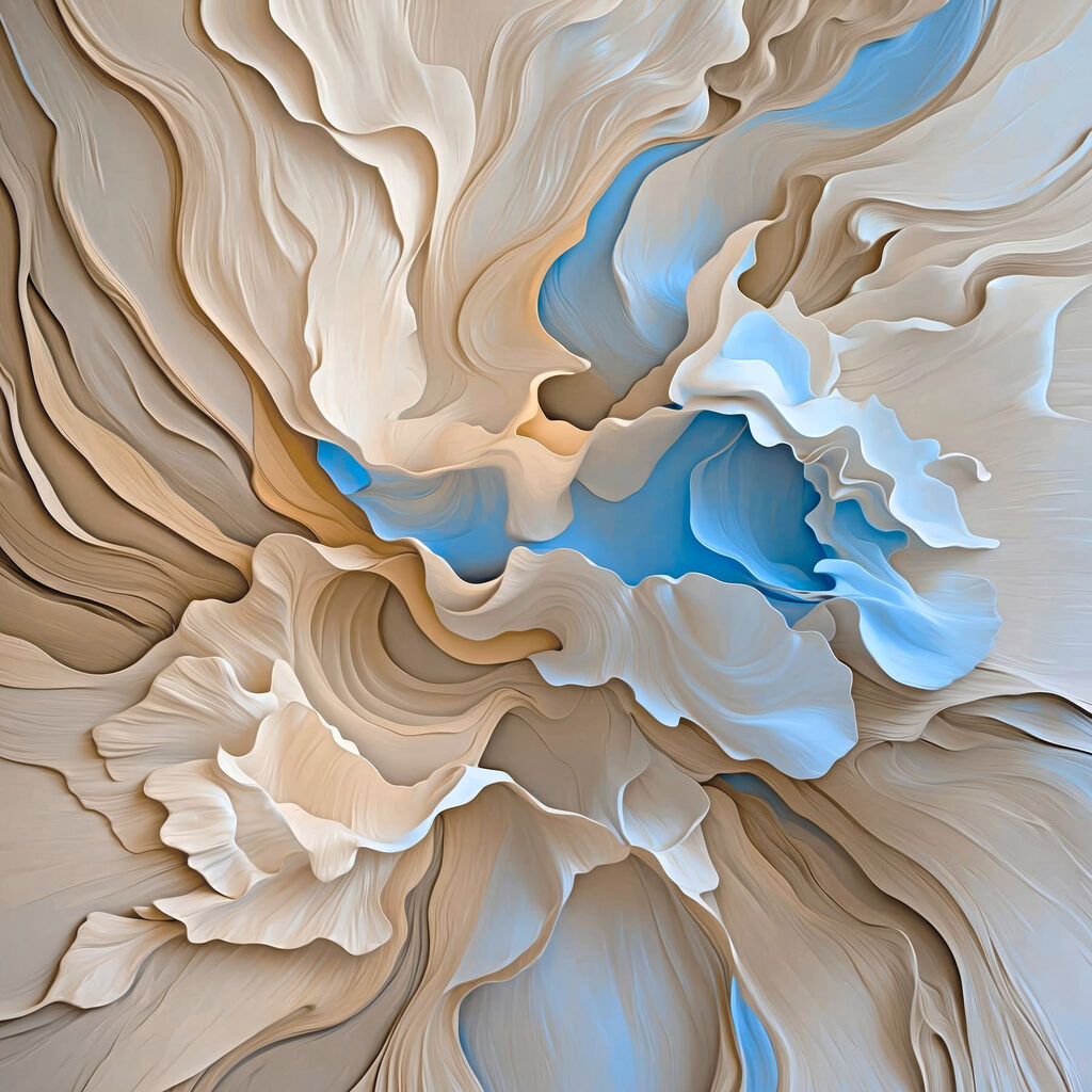 White and blue swirls