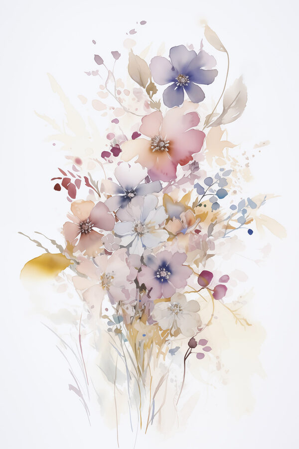 Painting of flowers on a white background