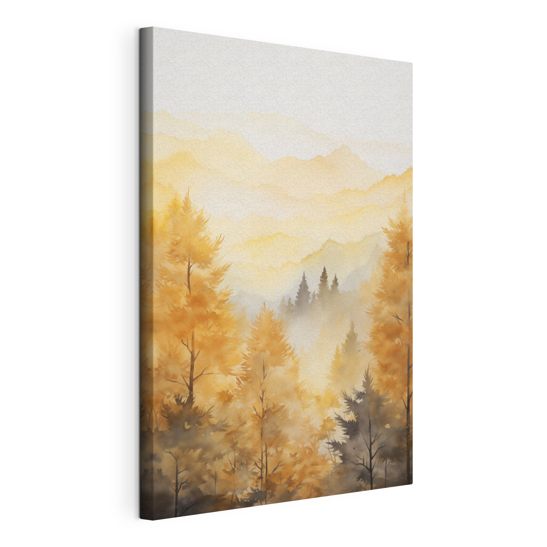 Painting of trees and mountains
