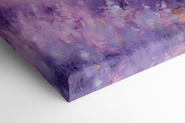 Painting of a house in a lavender field
