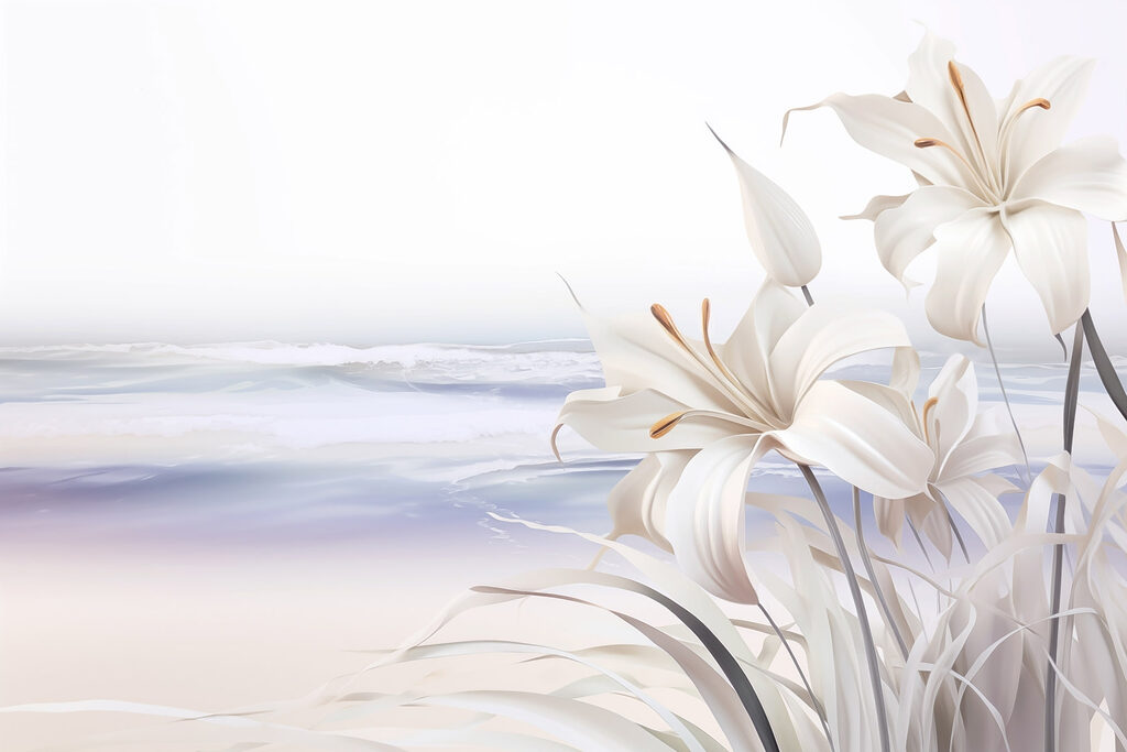 White flowers on a beach White flowers on a beach