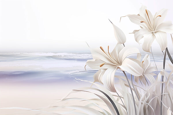 White flowers on a beach White flowers on a beach