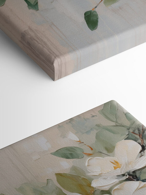 Painting of white flowers and green leaves