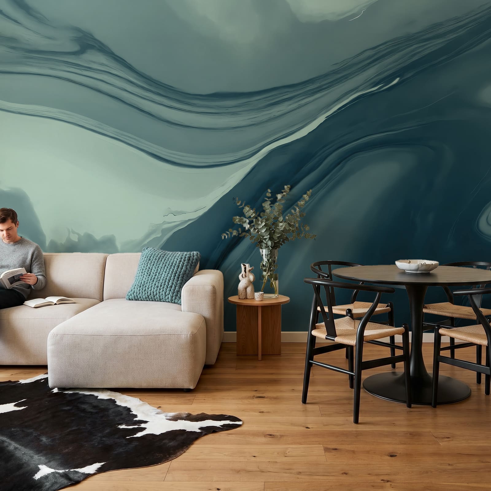 Plynúce odtiene v pokojných vlnách