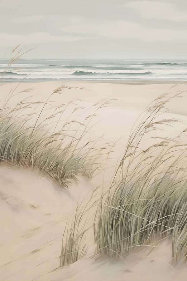 Beach with grass and sand