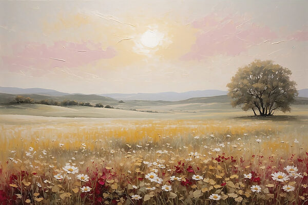 Painting of a field of flowers
