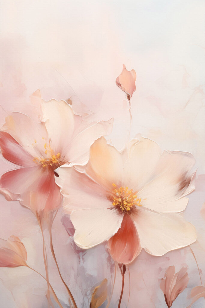 Painting of flowers on a white surface Painting of flowers on a white surface