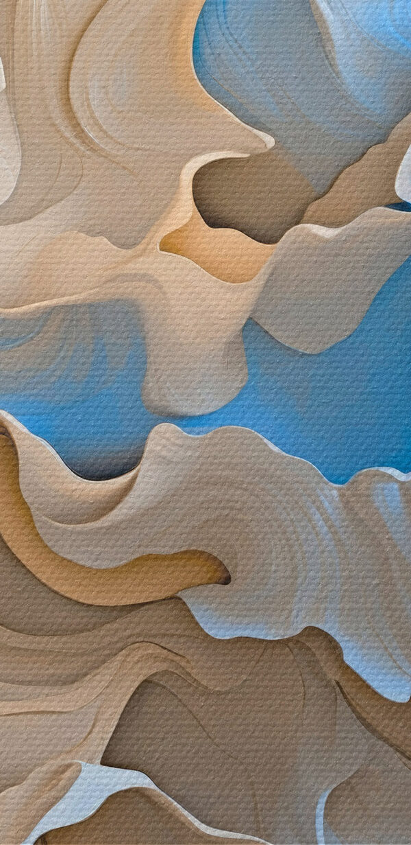 White and blue swirls