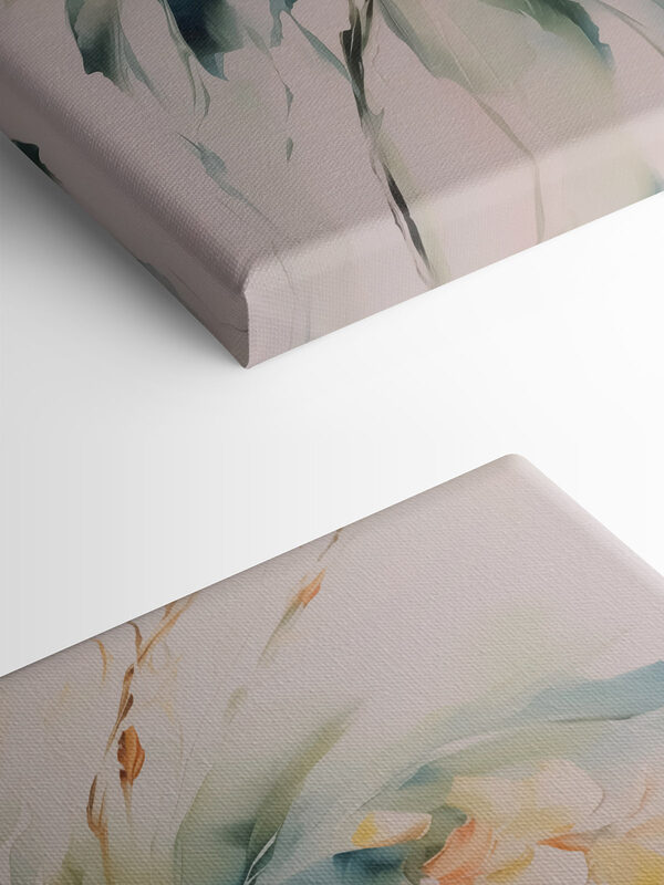 Painting of flowers on a white surface