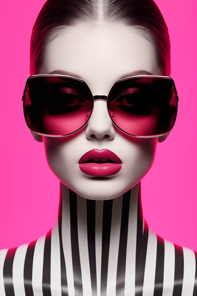 Woman wearing sunglasses and striped shirt