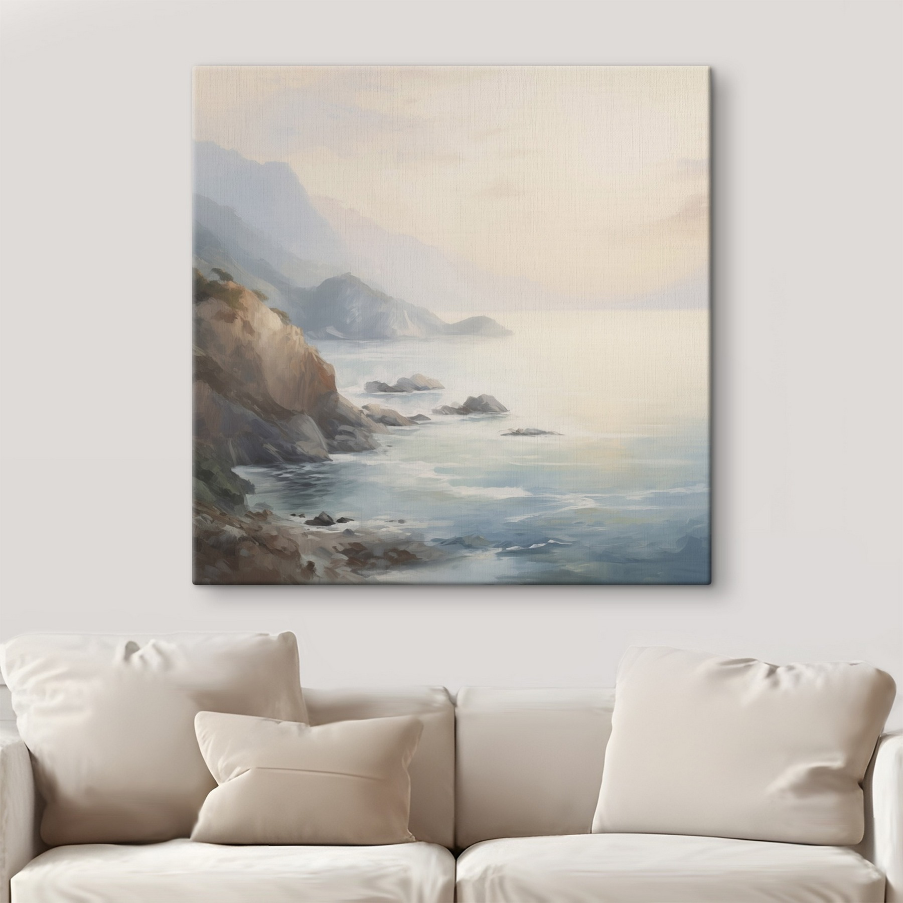 Painting of a rocky beach