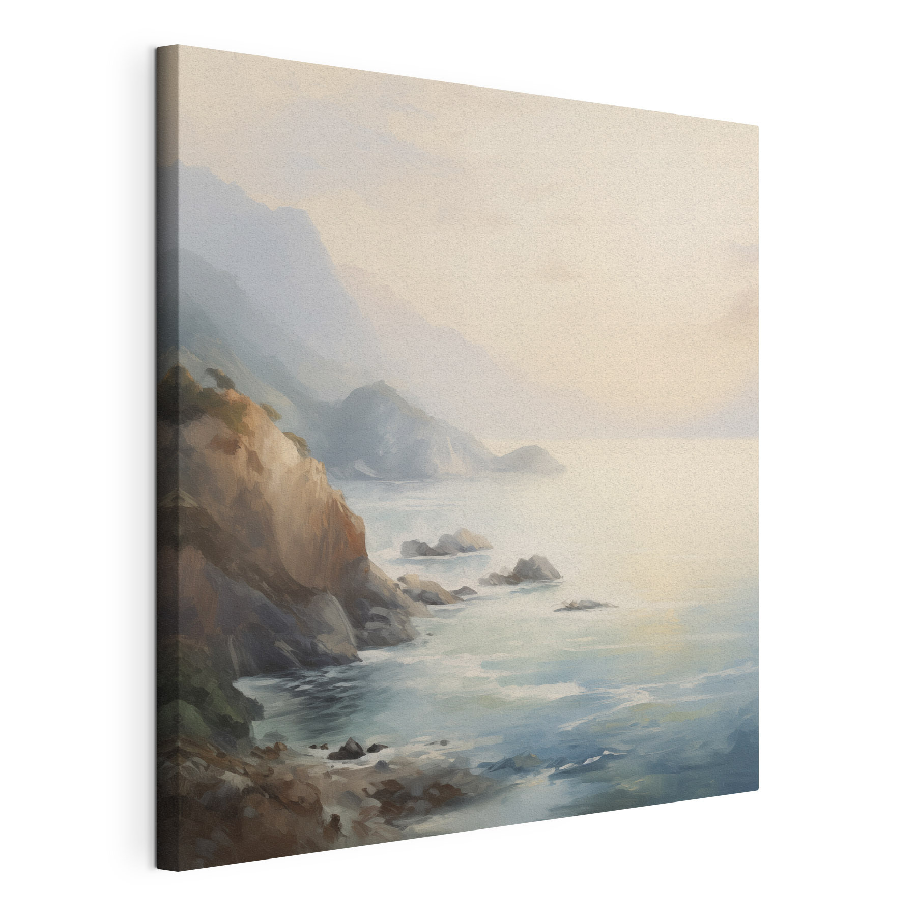 Painting of a rocky beach