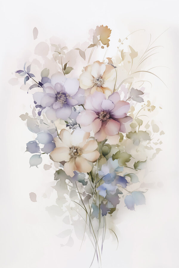 Painting of flowers on a white background