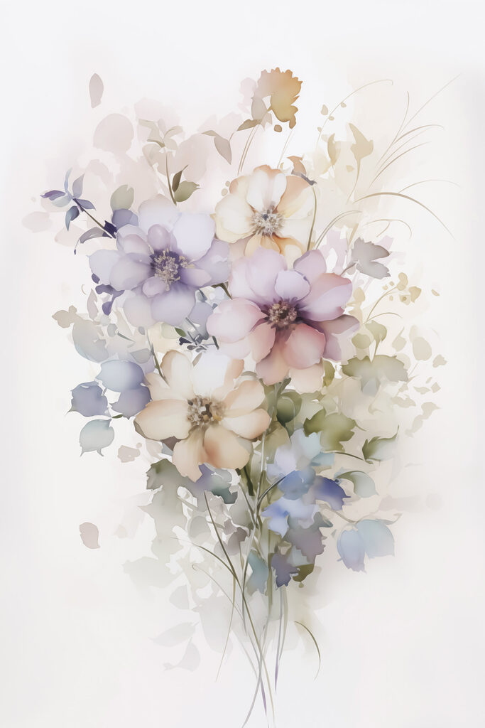 Painting of flowers on a white background