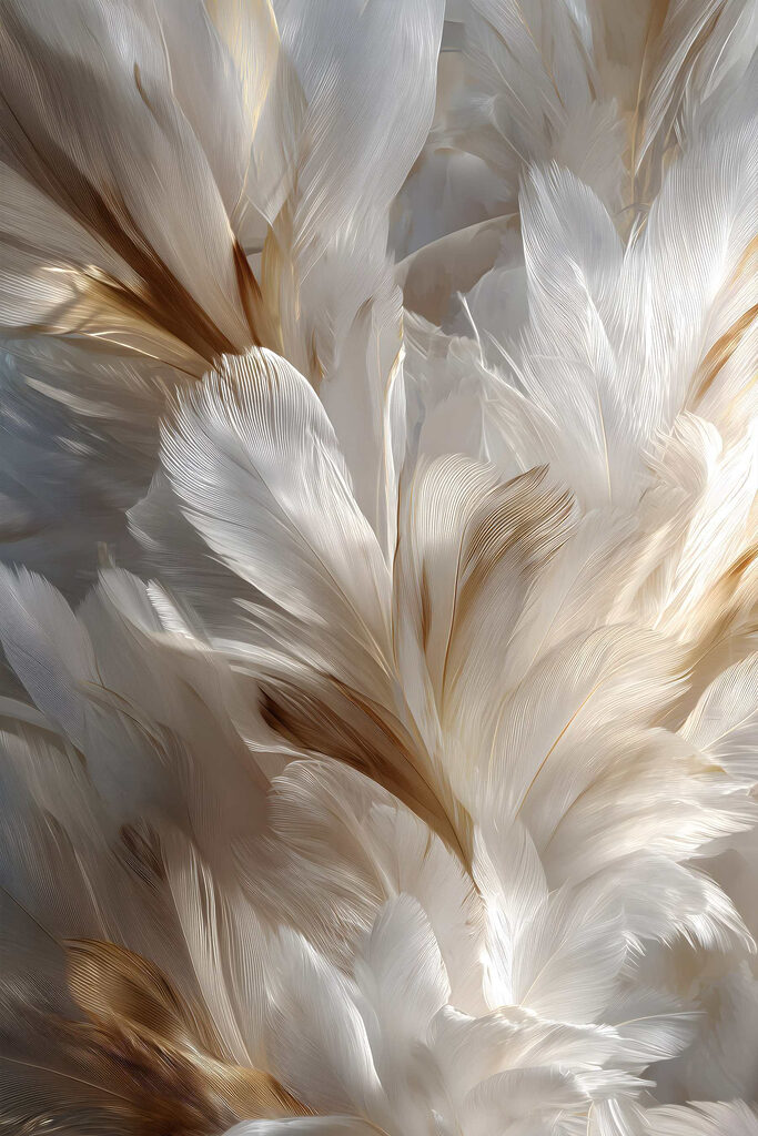 Delicate feathers in gentle hues