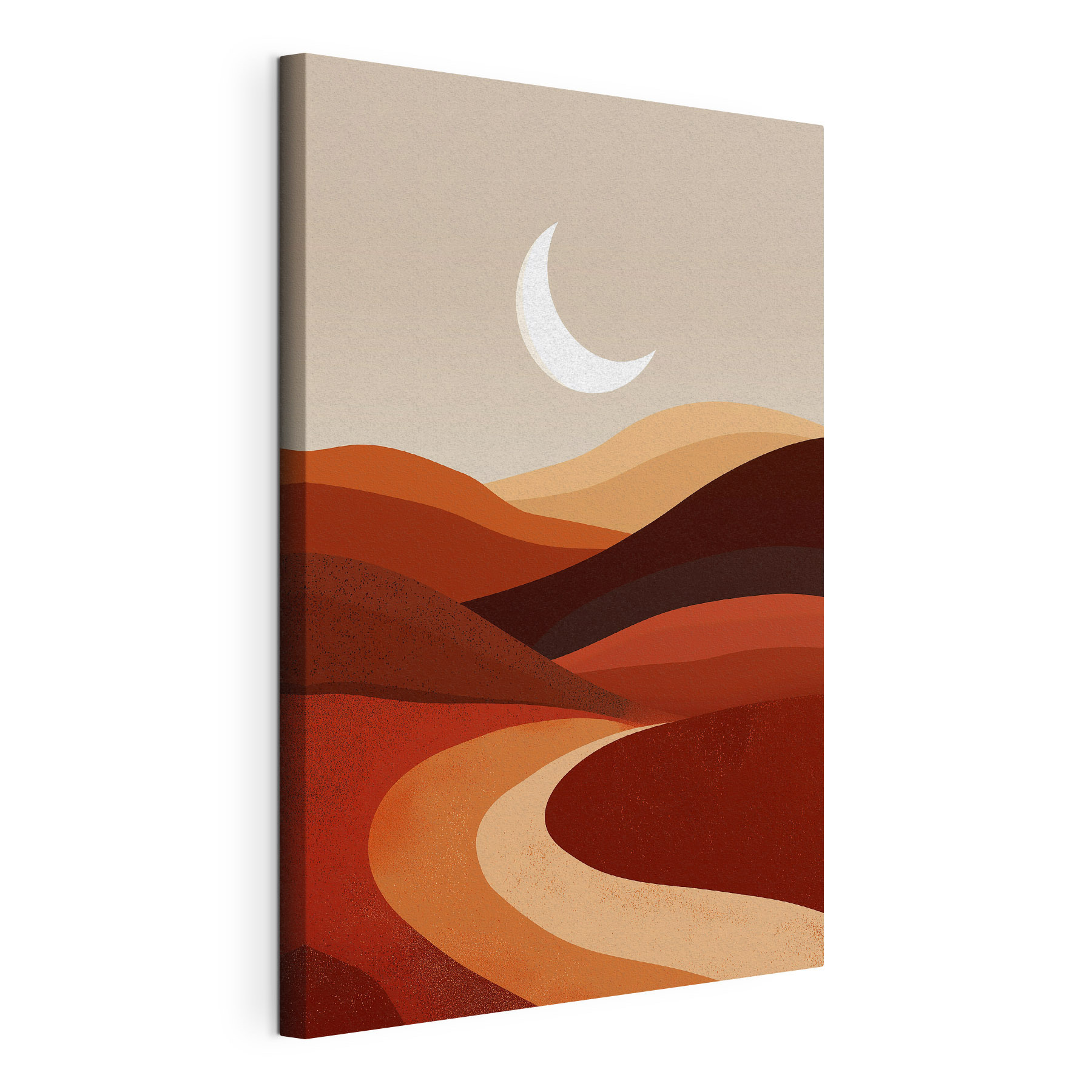 Moon over a desert landscape