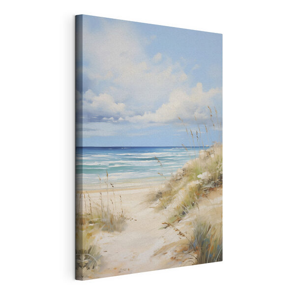 Beach with grass and water