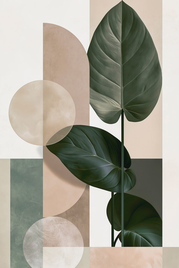 - Lush leaves in a modern design