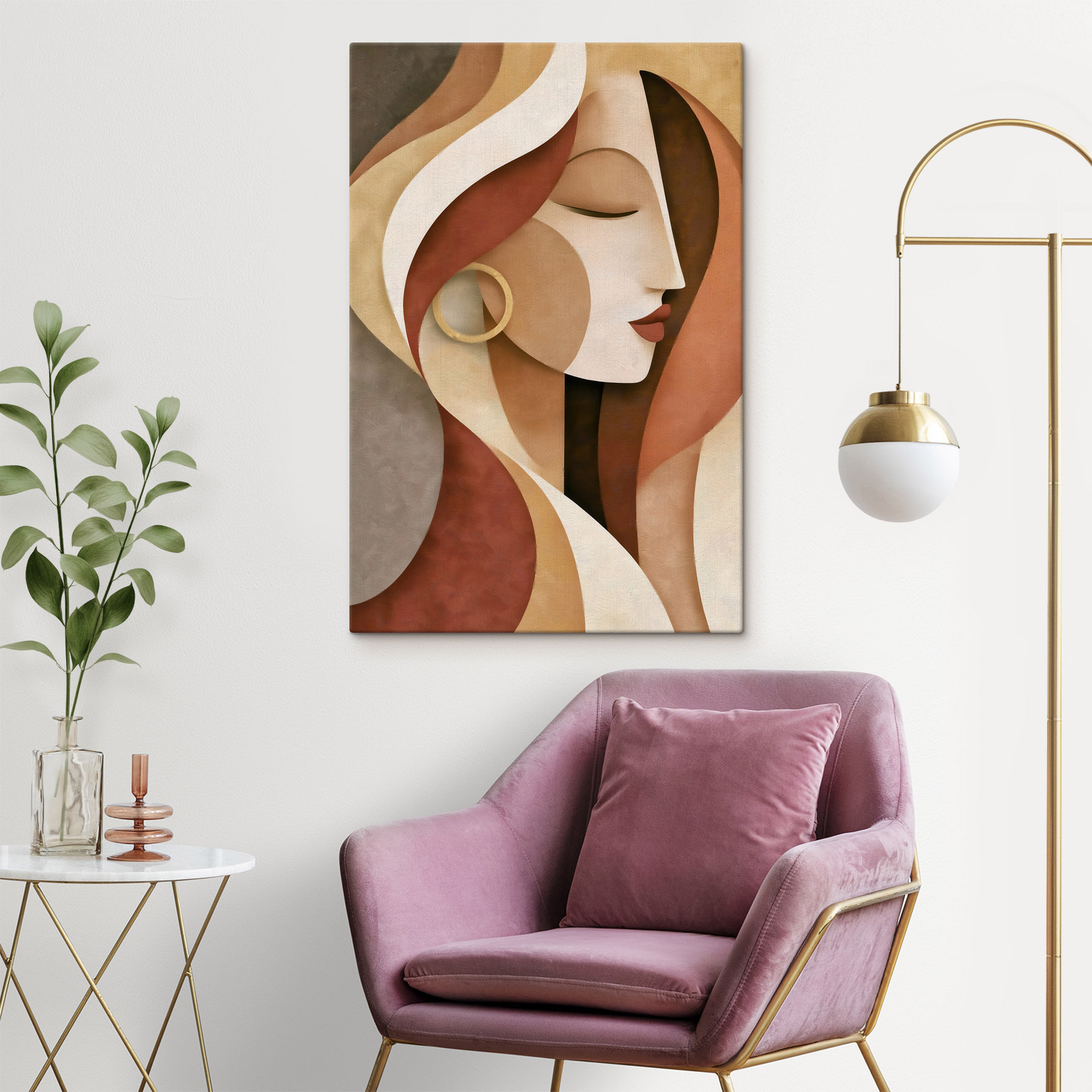Colorful abstract face design in profile