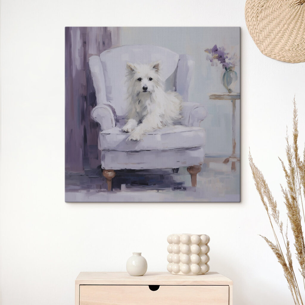 Dog sitting in a chair