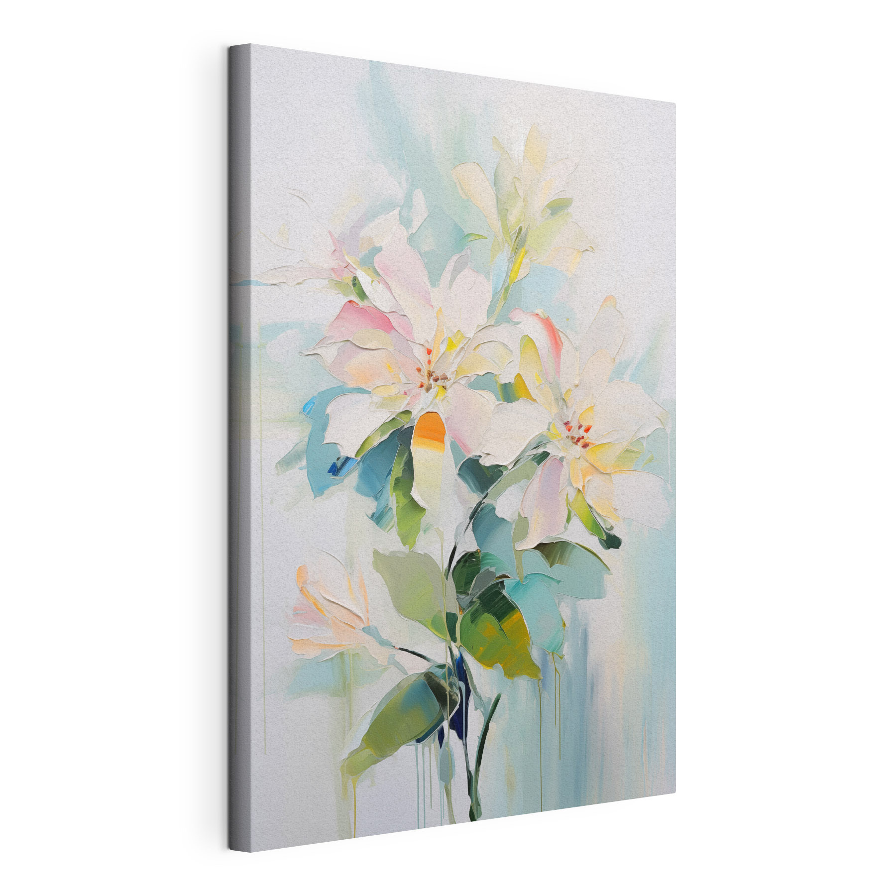 Painting of flowers on a white surface