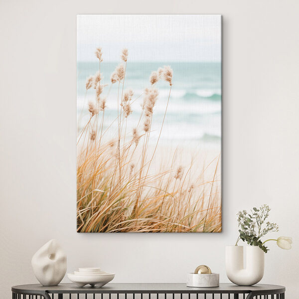 Soft grasses sway by gentle waves