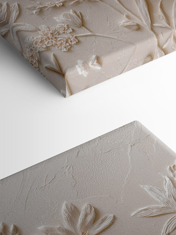 White flower embroidery on a white surface