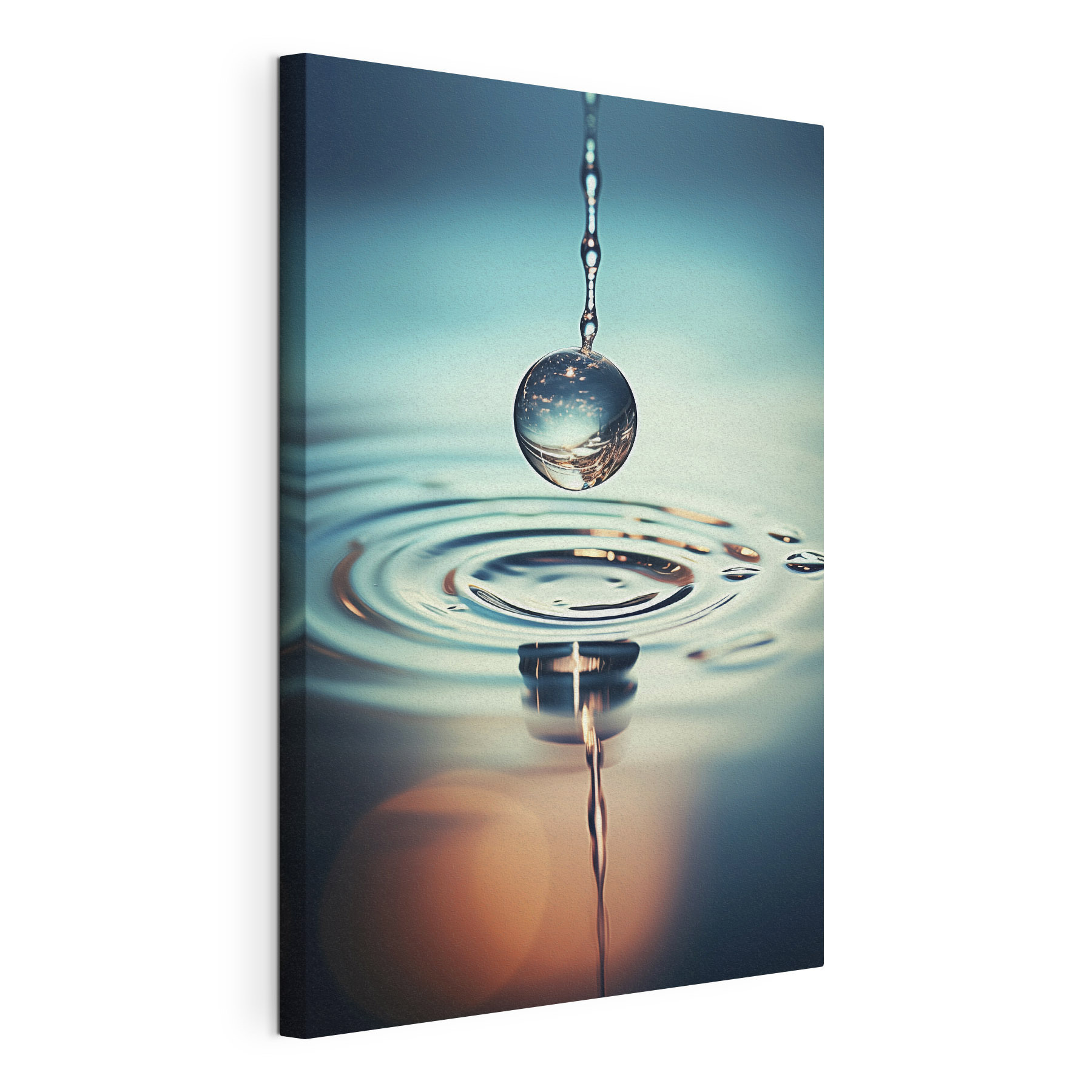 Drop of water falling into water