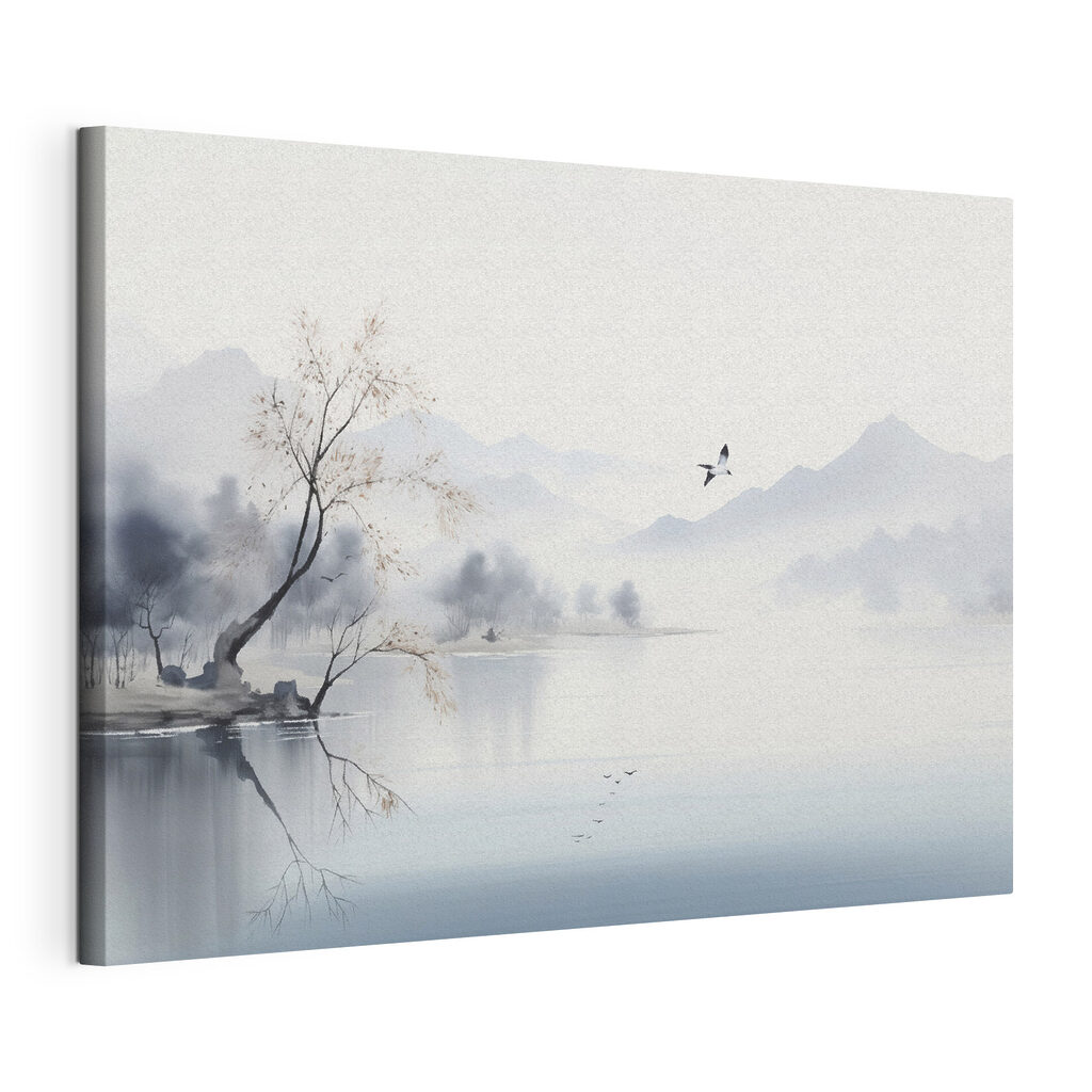 Bird flying over a lake