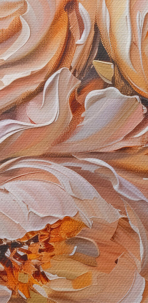 Painting of flowers on a white surface