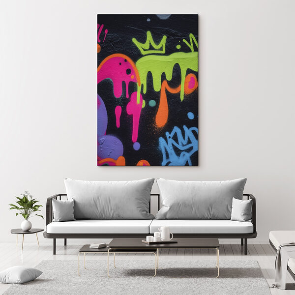 Vibrant colors splash on a wall