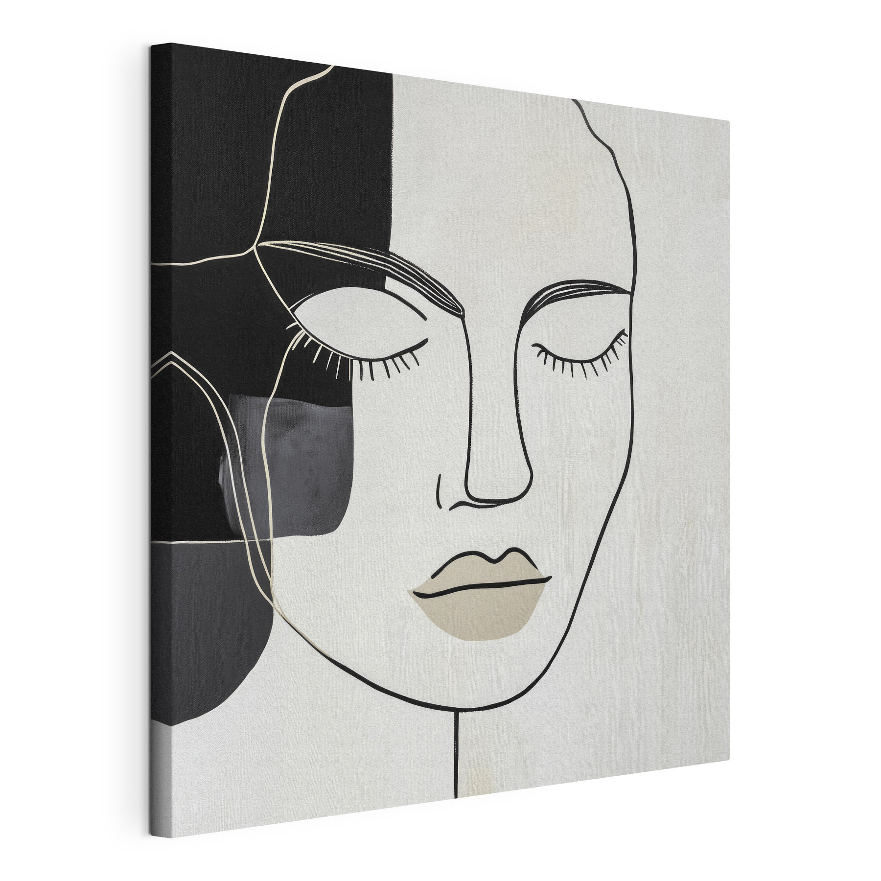 Black and white artwork of a woman's face
