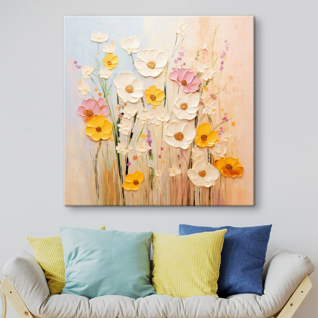 Painting of flowers on a wall