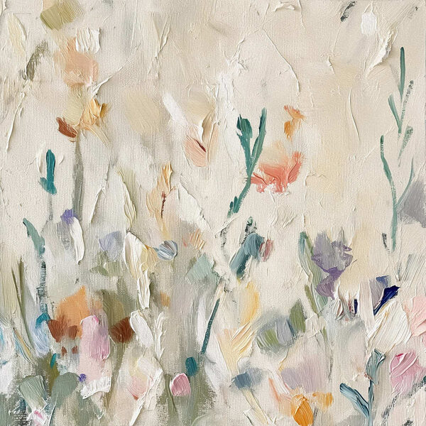 Painting of flowers on a white surface Painting of flowers on a white surface