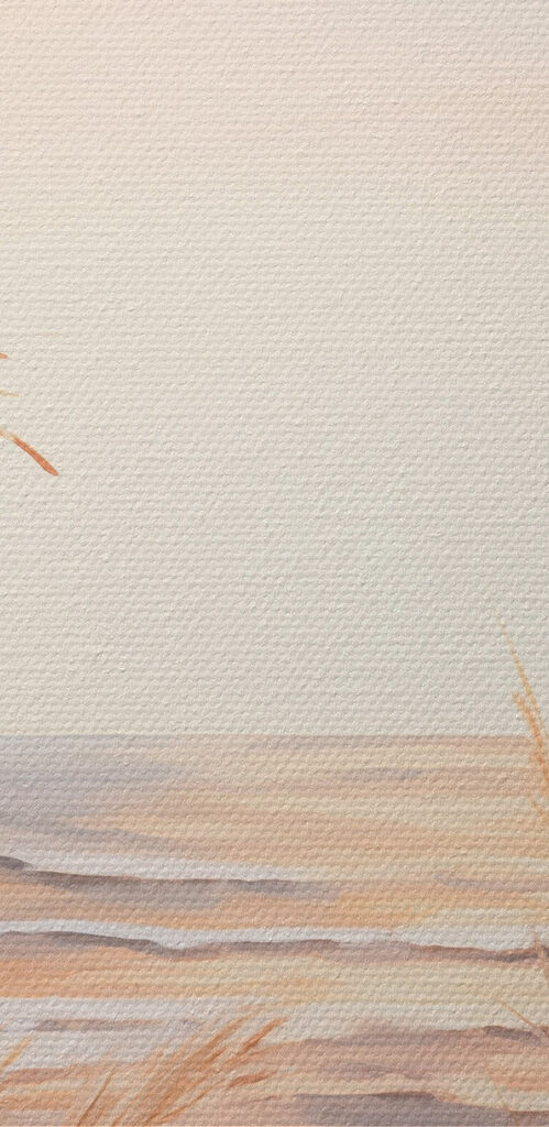 Beach with tall grass and water