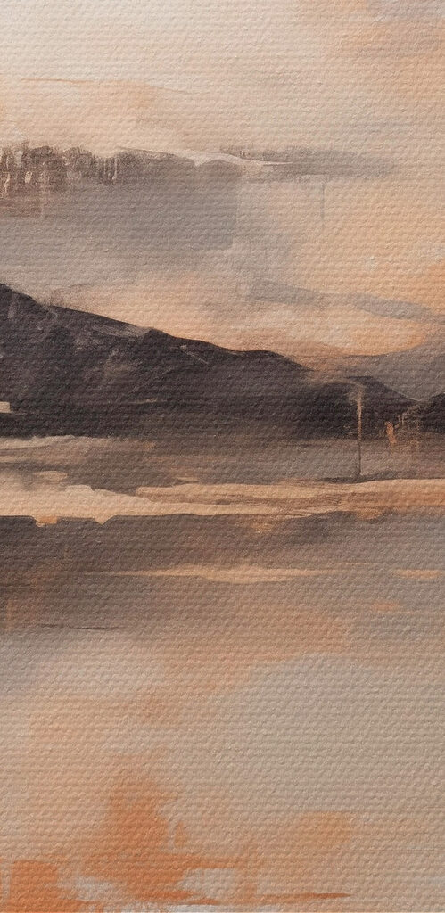 Painting of mountains and water