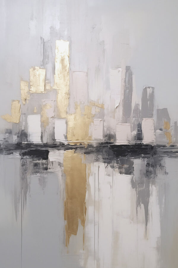 Painting of a city skyline Painting of a city skyline